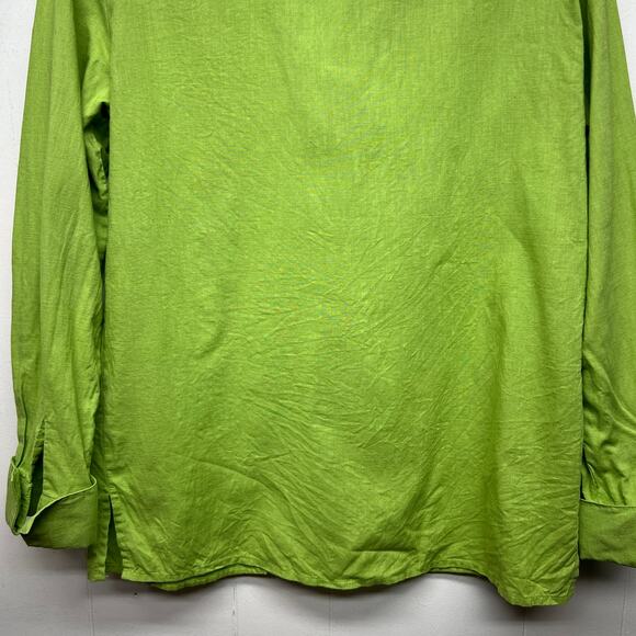 Worthington Vintage Line Cotton Lime Green Button Front Womens Shirt Size Small - Picture 10 of 13